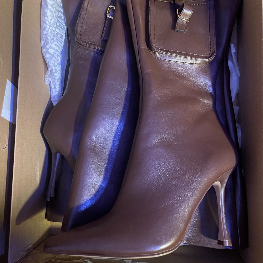 *RARE* Steve Madden Brittany Brown leather Over-The-Knee boots 7.5, NIB Sold out - Picture 3 of 5